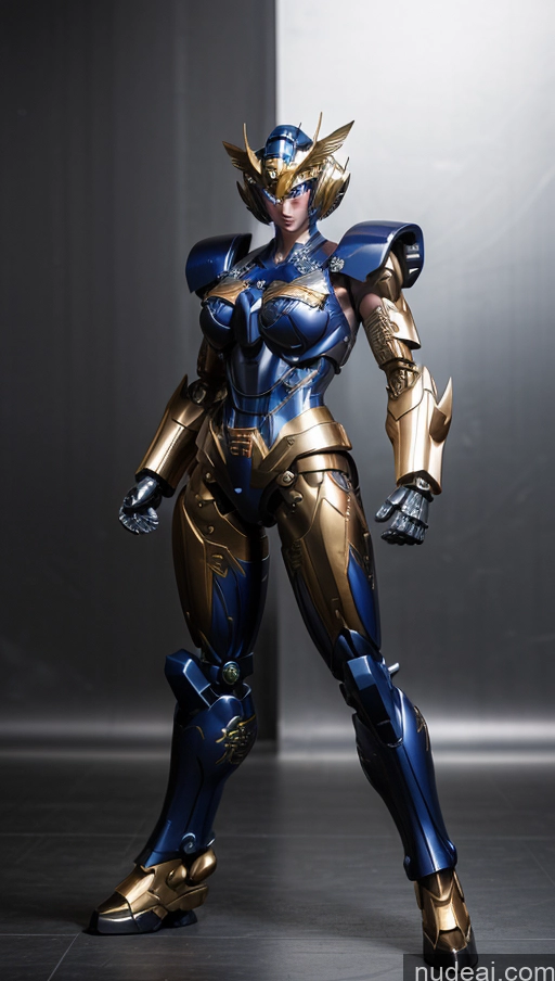 ai nude image of araffed woman in a blue and gold costume posing for a picture pics of China Dress Of Kisaki (Blue Archive) Powering Up Muscular Abs Perfect Boobs SuperMecha: A-Mecha Musume A素体机娘