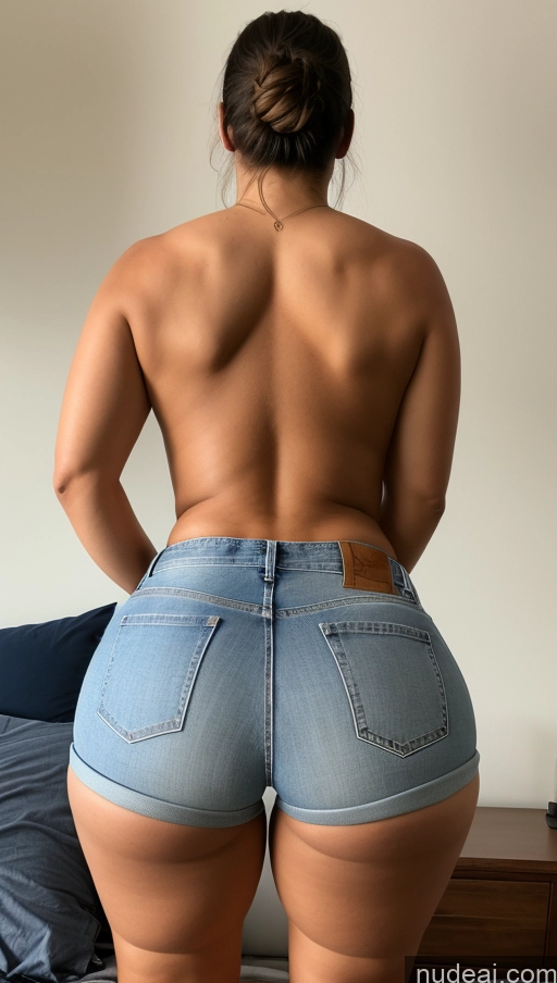 ai nude image of araffe butt of a woman in jeans showing off her butt pics of Big Ass Big Hips Athlete Back View Bedroom Jeans Short Shorts