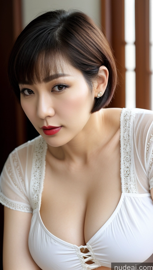 related ai porn images free for Woman One Huge Boobs Beautiful Lipstick Fairer Skin 40s Short Hair Korean Close-up View Detailed Traditional Dress