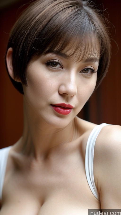 related ai porn images free for Woman One Huge Boobs Beautiful Lipstick Fairer Skin 40s Short Hair Korean Close-up View Detailed Dress Western