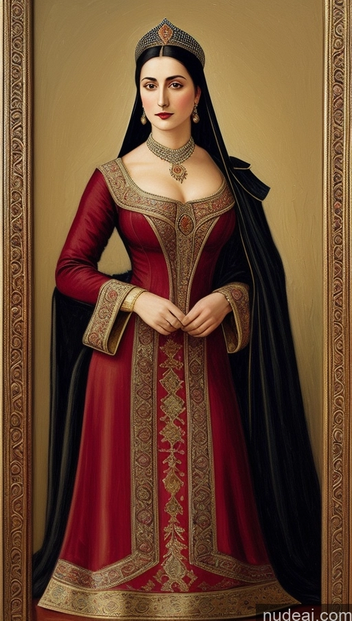 ai nude image of a painting of a woman in a red dress and a black cape pics of Perfect Boobs Beautiful Big Hips Perfect Body Medieval Regal Tall Pubic Hair Hairy Women Full Frontal Painting Bodybuilder Victorian Vampire Ottoman Asena Serious