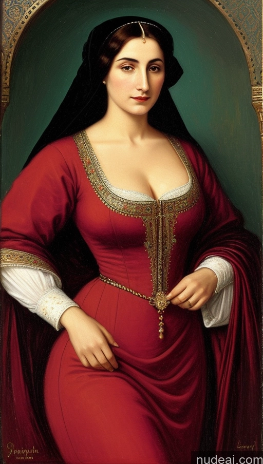 ai nude image of a painting of a woman in a red dress with a gold necklace pics of Perfect Boobs Beautiful Big Hips Perfect Body Medieval Regal Tall Pubic Hair Hairy Women Full Frontal Painting Bodybuilder Victorian Vampire Ottoman Asena Serious