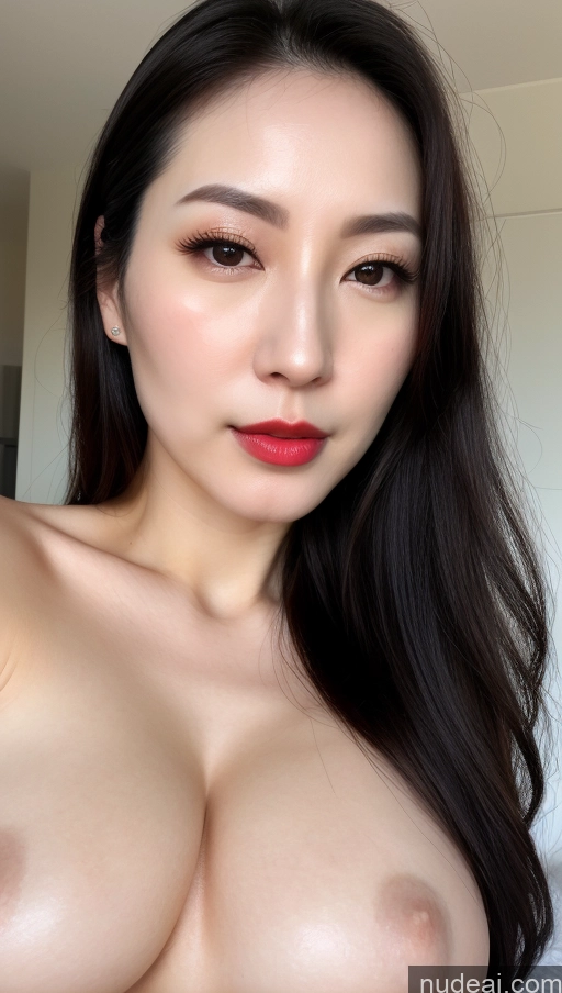 related ai porn images free for Woman One Huge Boobs Beautiful Fairer Skin Black Hair Slicked Close-up View Nude Detailed Simple Korean Lipstick 30s