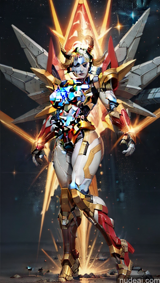 ai nude image of a close up of a person in a costume with a star on the background pics of Several Bodybuilder Busty Muscular Abs Powering Up Captain Marvel SuperMecha: A-Mecha Musume A素体机娘 Has Wings Space