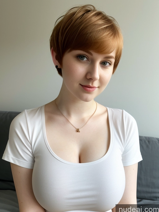 related ai porn images free for Busty Perfect Boobs Beautiful Fairer Skin Thick 18 Ginger Russian Close-up View Shirt Short Hair