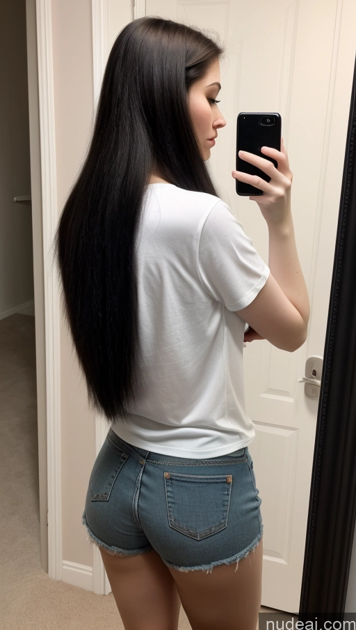 related ai porn images free for Perfect Boobs Beautiful Thick Fairer Skin 18 Russian Shirt Long Hair Black Hair Mirror Selfie Back View