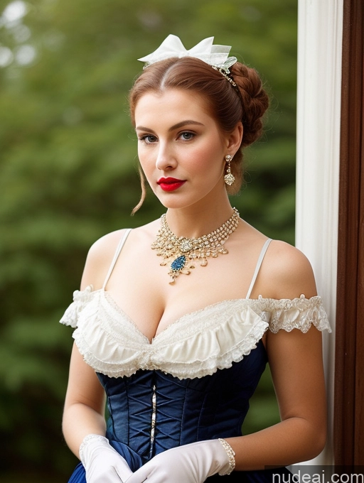 related ai porn images free for Milf Busty Skinny Short Lipstick 18 Sad Shocked Hair Bun Front View Dress Traditional Victorian Bows Gloves Pearl Jewelry French Ginger