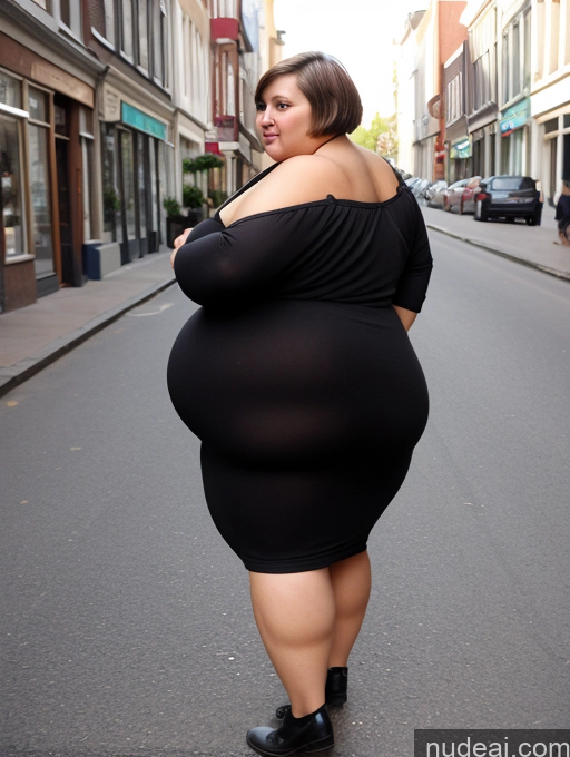 ai nude image of araffe woman in a black dress standing on a street pics of Small Tits Big Ass Fat Big Hips Short Pubic Hair Short Hair 60s Brunette Dutch Sexy Face Wife Or Girlfriend Obese Dress Casual Pantyhose Street