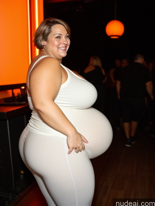 ai nude image of pregnant woman in white dress standing in a room with people pics of Big Ass Fat Big Hips Short Pubic Hair Short Hair 60s Brunette White High Heels Wife Or Girlfriend Obese Happy Sexy Face Club Full Frontal Huge Boobs Tank Top Transparent Cleavage Yoga Pants