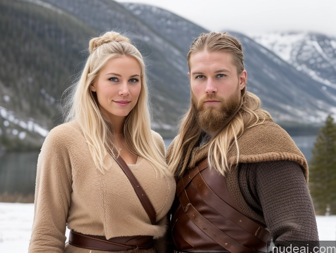 related ai porn images free for Huge Boobs Muscular Abs Long Legs Tall Perfect Body 30s Serious Blonde Scandinavian Snow Short Hair Woman + Man Viking