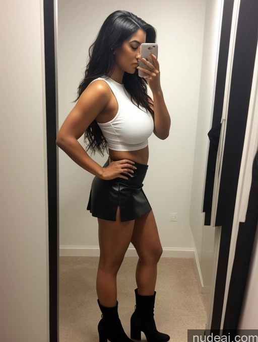 related ai porn images free for One Thick Huge Boobs Big Ass 20s Shocked Black Hair Messy White Changing Room Side View Micro Skirt Crop Top Boots