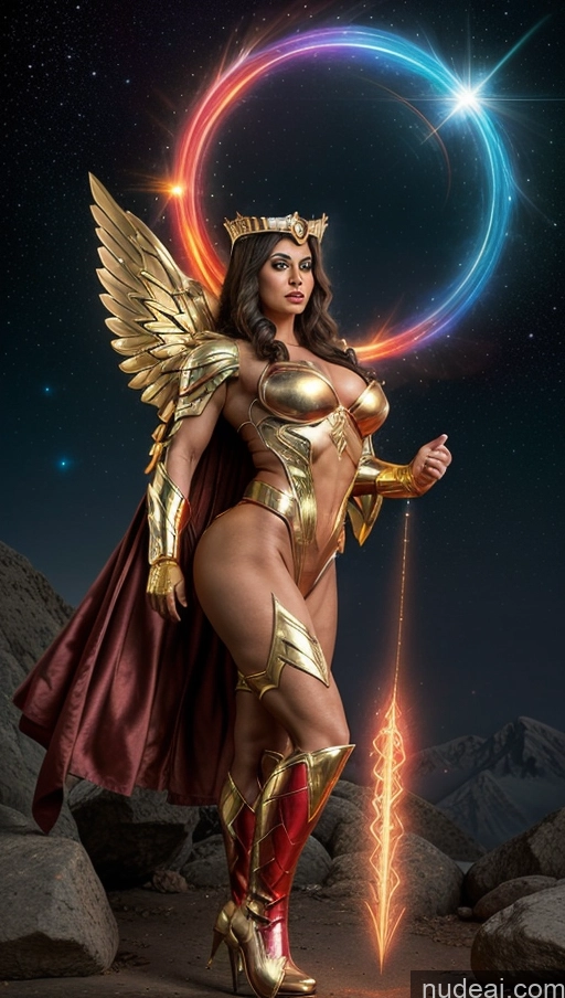 related ai porn images free for Bodybuilder Several Busty Persian Superhero Regal Powering Up Has Wings Science Fiction Style