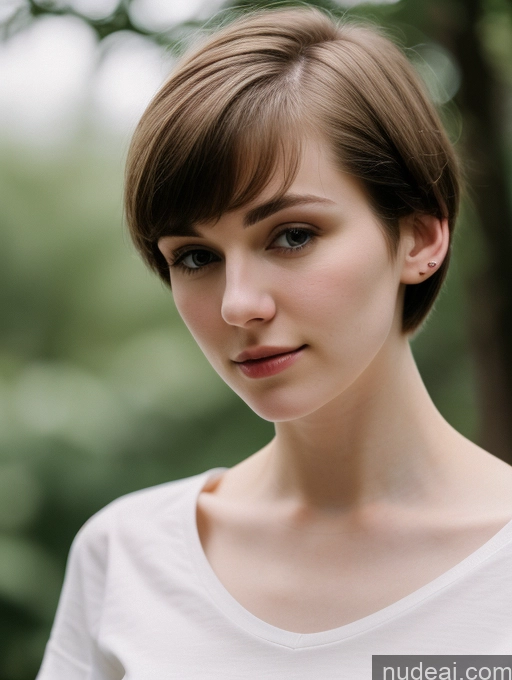 related ai porn images free for Small Tits Beautiful Skinny Fairer Skin 18 Brunette Russian Close-up View Shirt Short Hair