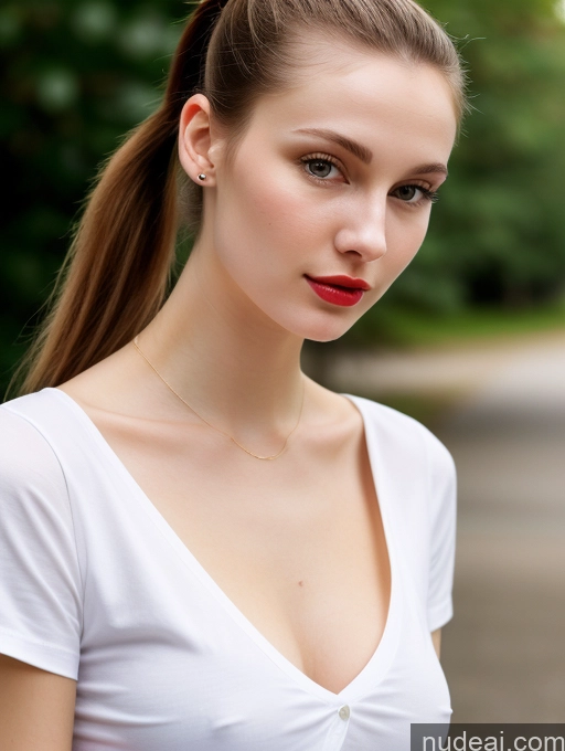 related ai porn images free for Small Tits Beautiful Lipstick Skinny Fairer Skin 18 Brunette Russian Close-up View Shirt Ponytail