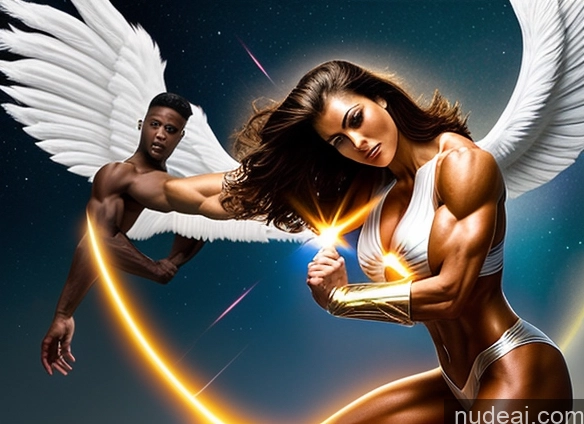 related ai porn images free for Perfect Boobs Bodybuilder Several Science Fiction Style Powering Up Superhero Angel Abs