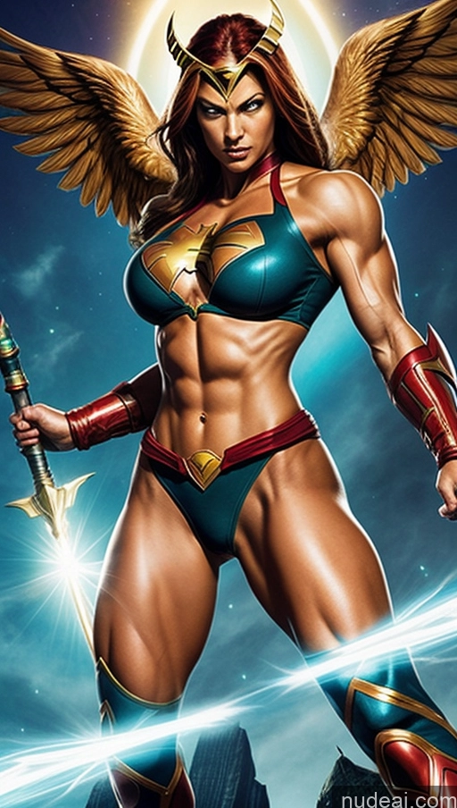 related ai porn images free for Superheroine Perfect Boobs Muscular Abs Hawkgirl Several Powering Up