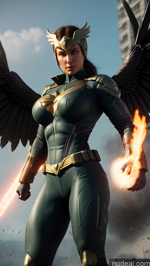 related ai porn images free for Superheroine Perfect Boobs Muscular Abs Hawkgirl Several Powering Up Science Fiction Style Dynamic View Heat Vision Battlefield