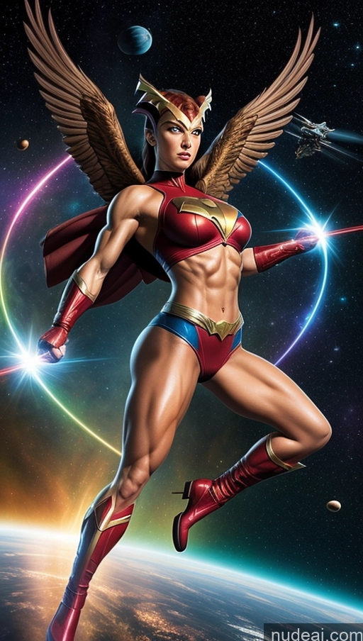 related ai porn images free for Perfect Boobs Hawkgirl Several Powering Up Science Fiction Style Dynamic View Heat Vision Superheroine Muscular Abs Space