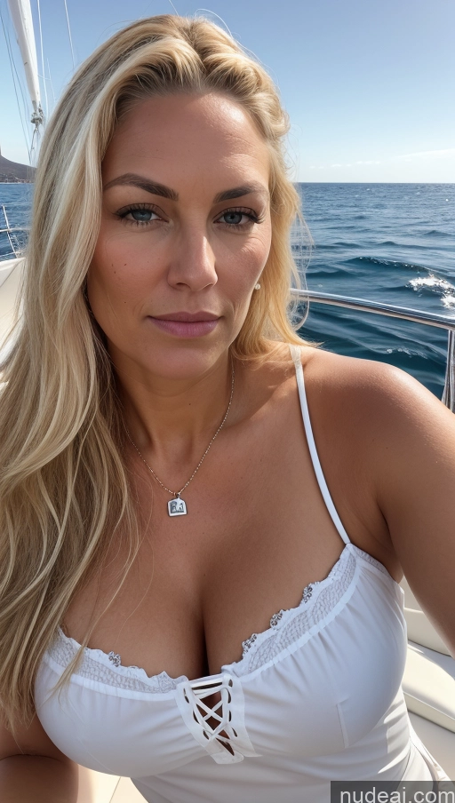 ai nude image of blonde woman in white bra top on a boat in the ocean pics of Serious Blonde White Skin Detail (beta) Detailed Wife Or Girlfriend Yacht Chubby 50s Chemise