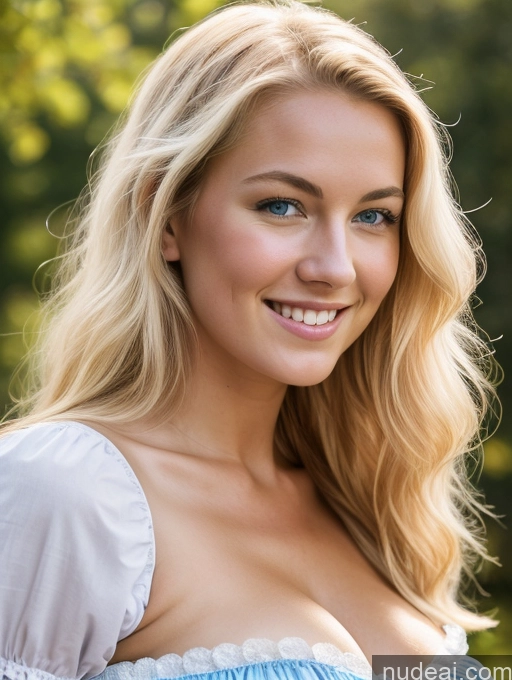 ai nude image of blonde woman with blue eyes and a white top smiling pics of Huge Boobs Perfect Body 18 Happy Sexy Face Blonde Scandinavian Dirndl Medieval Cleavage Bright Lighting Side View