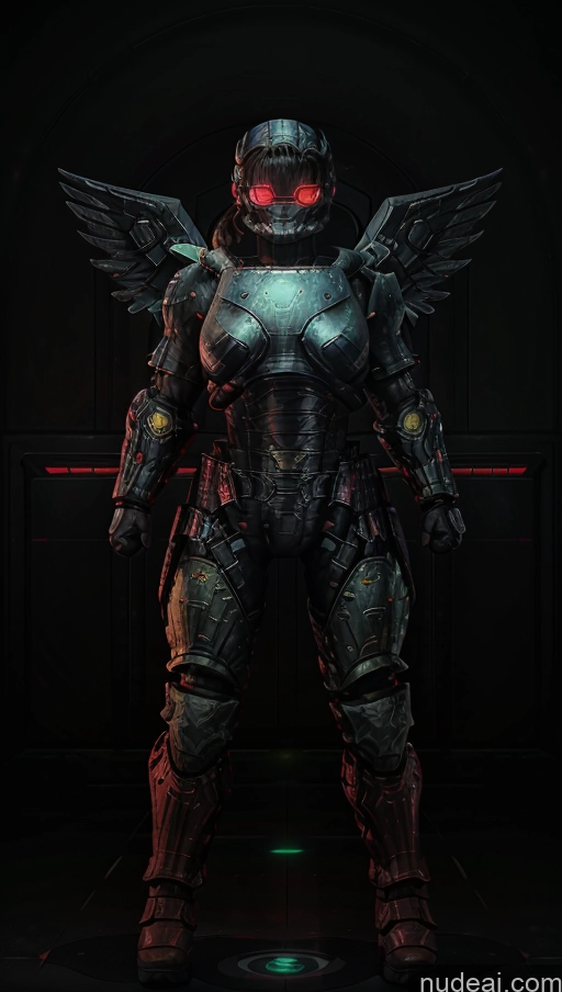 ai nude image of a close up of a person in a suit with wings pics of EdgHalo_armor, Power Armor, Wearing EdgHalo_armor, Abs Science Fiction Style Dynamic View Heat Vision Powering Up Has Wings