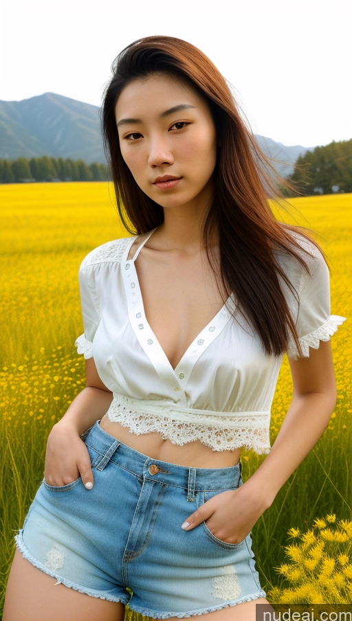 related ai porn images free for Skinny 18 Serious Black Hair Chinese Skin Detail (beta) Meadow Close-up View High-waist Denim Shorts Detailed Bra Pull Down Blouse