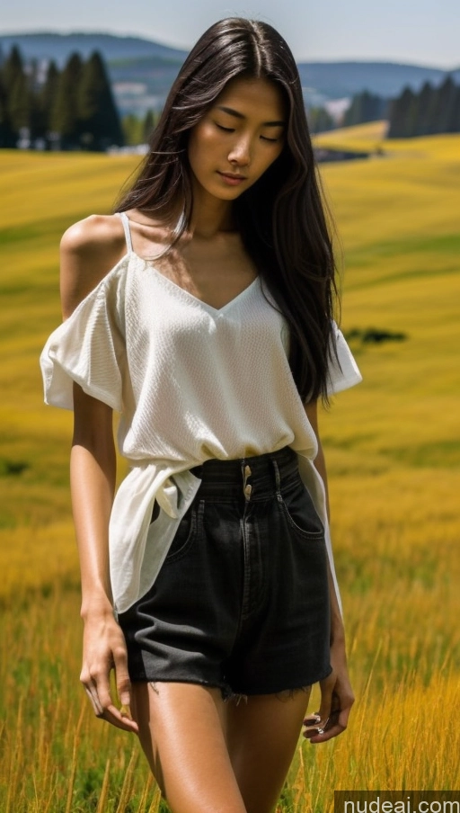 related ai porn images free for Skinny 18 Serious Black Hair Chinese Skin Detail (beta) Meadow Close-up View High-waist Denim Shorts Detailed Holding Hands And Travel With Your Cyber-wife