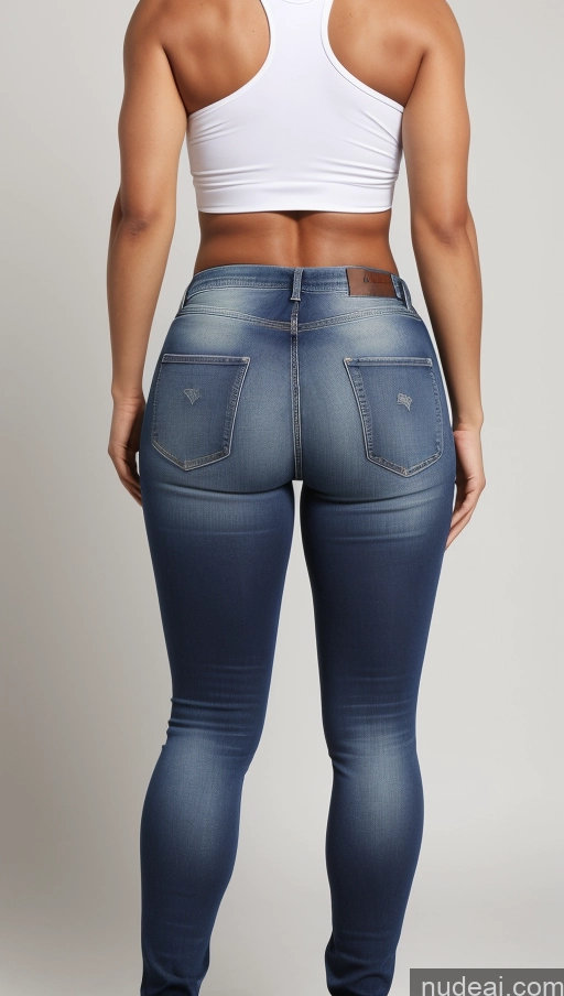 ai nude image of a woman in a white top and blue jeans is looking back pics of Athlete Big Ass Big Hips Jeans Abs Perfect Body