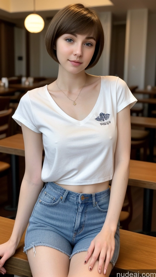 related ai porn images free for Small Tits Beautiful Skinny Small Ass Fairer Skin 18 Brunette Short Hair Russian Shirt Jeans Detailed Restaurant