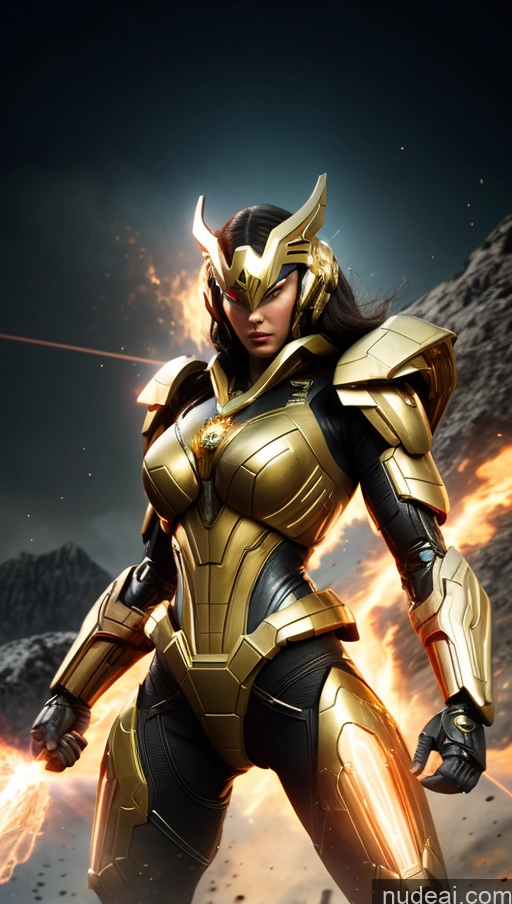 ai nude image of araffed woman in a gold armor with a fireball pics of Perfect Boobs Several Superhero Superheroine Muscular Abs Diamond Jewelry Gold Jewelry Jewelry Pearl Jewelry Science Fiction Style SSS: A-Mecha Musume A素体机娘 Powering Up Battlefield Dynamic View Heat Vision