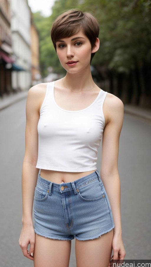 related ai porn images free for Small Tits Beautiful Skinny Small Ass Fairer Skin 18 Brunette Short Hair Russian Street Jeans Short Shorts Tank Top Blouse Detailed