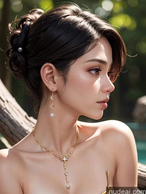 related ai porn images free for Woman Several Small Tits Beautiful Short 18 Black Hair Japanese Bikini Diamond Jewelry Gold Jewelry Pearl Jewelry Pixie Side View