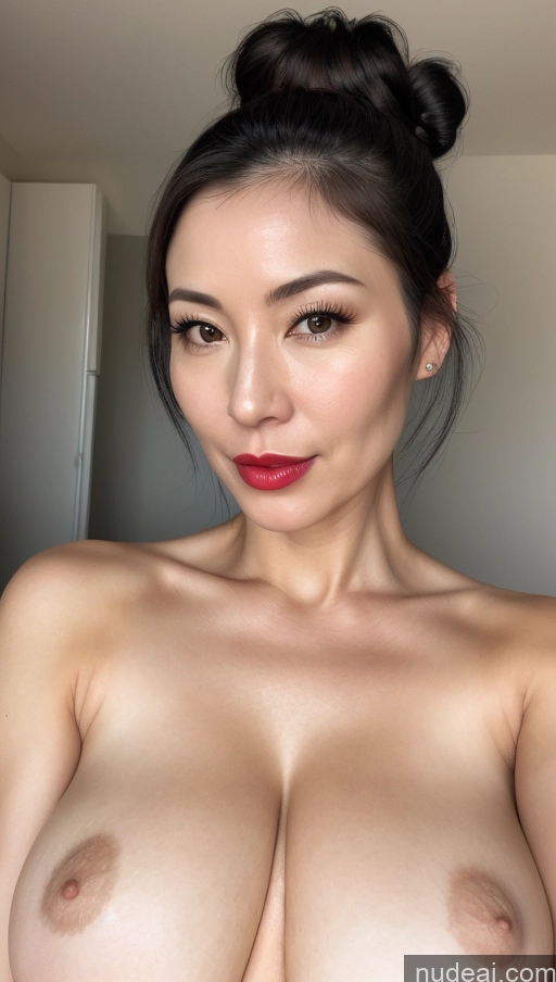 related ai porn images free for One Beautiful Huge Boobs Asian Hair Bun Lipstick Fairer Skin Woman Detailed Black Hair Close-up View 40s