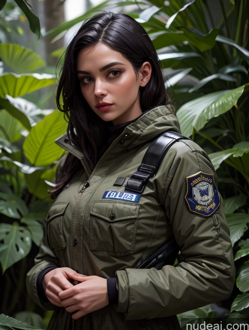 ai nude image of arafed woman in a military uniform posing for a picture pics of Detailed Dark Lighting Sports Sci-fi Armor Salwar Parka Police Military Jungle British