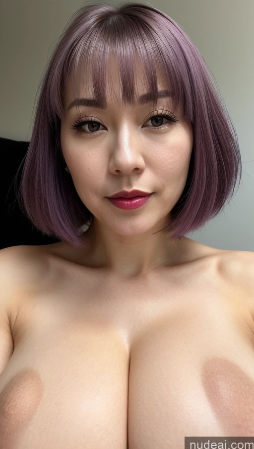 related ai porn images free for Woman One Huge Boobs Beautiful Lipstick Fairer Skin Close-up View Detailed Purple Hair Bobcut Japanese 30s