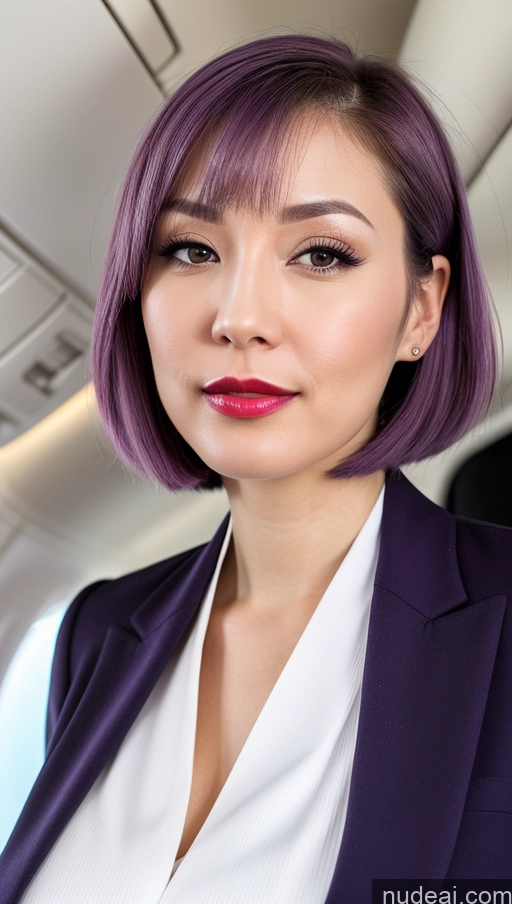 related ai porn images free for Woman One Huge Boobs Beautiful Lipstick Fairer Skin 30s Purple Hair Bobcut Japanese Close-up View Flight Attendant