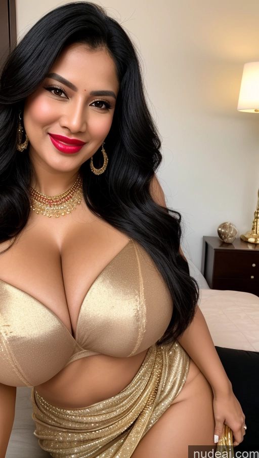 related ai porn images free for Miss Universe Model Busty Huge Boobs Beautiful Lipstick Big Ass Chubby Fairer Skin 50s Happy Seductive Sexy Face Black Hair Straight Malaysian Front View Traditional Sari Jewelry Gold Jewelry Bright Lighting