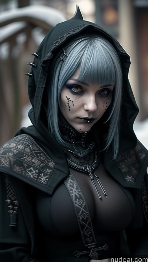 ai nude image of arafed woman with a hood and a hoodie on pics of Egyptian Fallout Straddling Close-up View Perfect Boobs Snow Gothic Punk Girl Milf Blue Hair Nude Cultist Hood