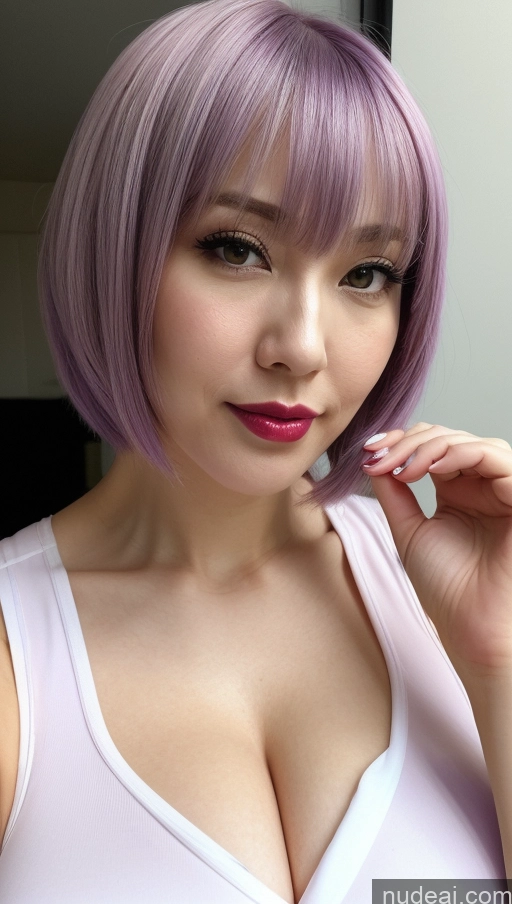 related ai porn images free for Woman One Huge Boobs Beautiful Lipstick Fairer Skin 30s Bobcut Japanese Close-up View Purple Hair Detailed Cosplay