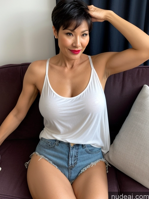 related ai porn images free for Milf Perfect Boobs Lipstick Pixie Spreading Legs Casual Shirt Partially Nude Dark Lighting Chinese Perfect Body Pubic Hair Couch Tunic Tank Top Blouse 50s