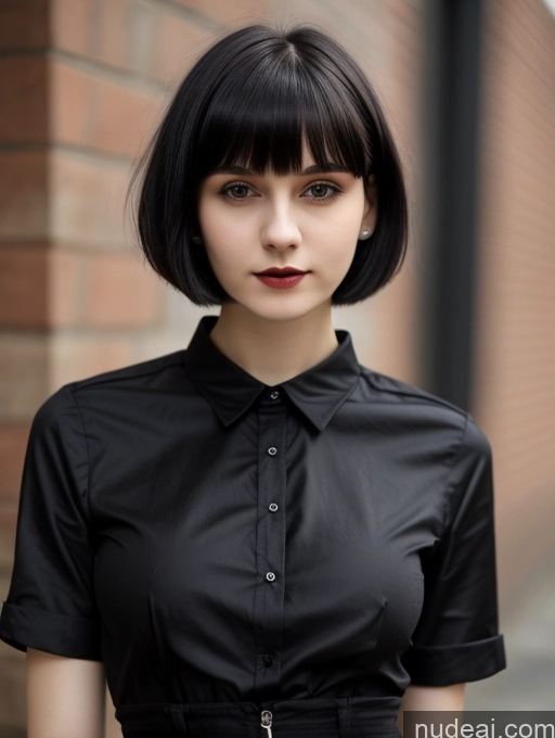 related ai porn images free for Small Tits Beautiful Skinny 18 Russian Short Hair Black Hair Shirt Close-up View Goth