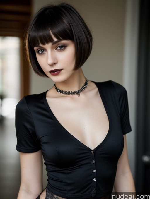 related ai porn images free for Small Tits Beautiful Skinny 18 Russian Short Hair Shirt Close-up View Goth Brunette