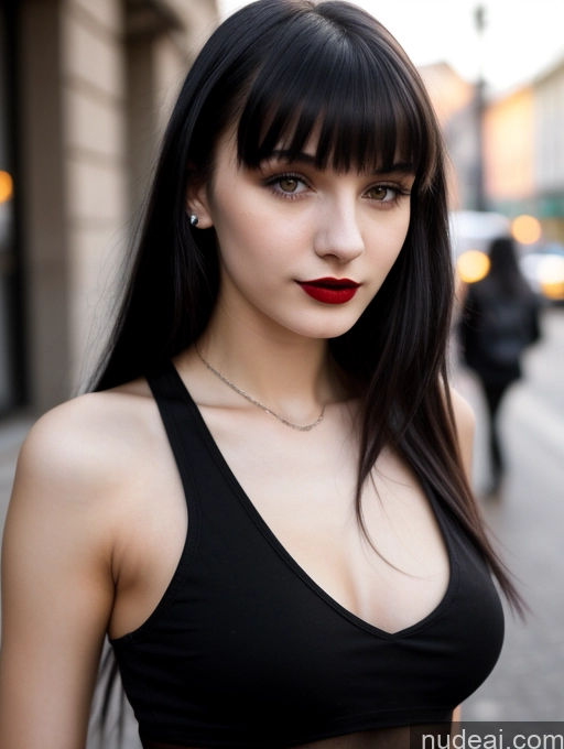 related ai porn images free for 18 Small Tits Skinny Beautiful Russian Close-up View Goth Tank Top Street Bangs Lipstick Black Hair