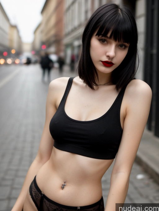 related ai porn images free for 18 Small Tits Skinny Beautiful Russian Close-up View Goth Tank Top Street Bangs Lipstick Black Hair