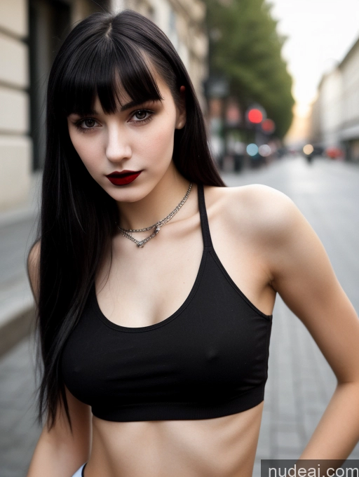 related ai porn images free for 18 Small Tits Skinny Beautiful Russian Close-up View Goth Tank Top Street Bangs Lipstick Black Hair