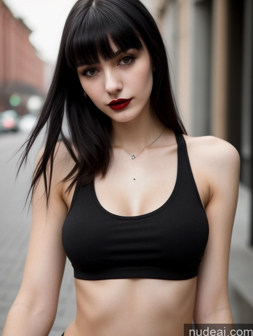 related ai porn images free for 18 Small Tits Skinny Beautiful Russian Close-up View Goth Tank Top Street Bangs Lipstick Black Hair