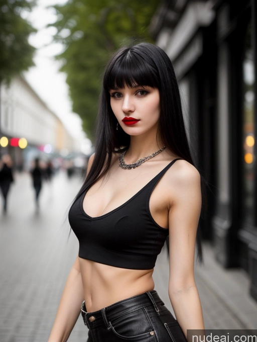 related ai porn images free for 18 Small Tits Skinny Beautiful Russian Close-up View Goth Tank Top Street Bangs Lipstick Black Hair