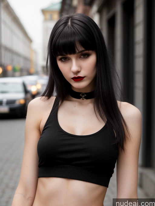 related ai porn images free for 18 Small Tits Skinny Beautiful Russian Close-up View Goth Tank Top Street Bangs Lipstick Black Hair