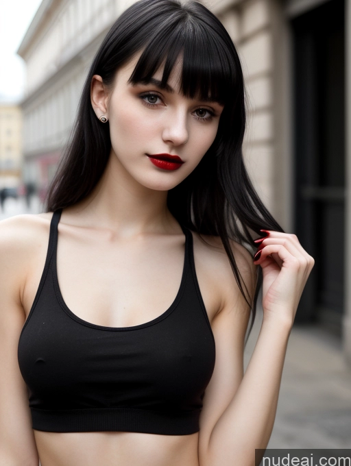 related ai porn images free for 18 Small Tits Skinny Beautiful Russian Close-up View Goth Tank Top Street Bangs Lipstick Black Hair