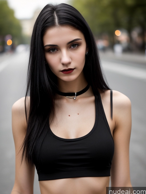 related ai porn images free for 18 Small Tits Skinny Beautiful Russian Close-up View Goth Tank Top Street Black Hair Straight